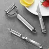Cuchillo de pelar de acero inoxidable Juego de tres piezas Pelador multifuncional para el hogar Raspador de patatas Rallador de melón y frutas Cuchillo de frutas