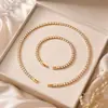 Conjunto de Pulsera y Collar de Lujo Ligero de Nicho Exquisito Estilo Ins Lleno de Diamantes de Zirconia, Joyería de Alta Gama, Acero Inoxidable Chapado en Oro de 18K