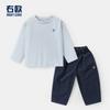 Conjunto de Duas Peças Roupas Infantis Meninos Europeus Outono Camiseta de Manga Longa e Calça Casual Roupa Infantil Bebê Conjunto de Duas Peças Camiseta Básica Calça Longa