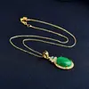 Joyería de Moda al por Mayor Colgante Ojo de Gato de Jaspe Jade Incrustado en Oro Collar para Hombres y Mujeres Fábrica de Joyería Transmisión en Vivo Stock Disponible