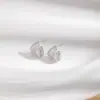 Pendientes Elegantes de Encaje de Zirconia con Forma de C Estilo Francés, Exquisitos y Compactos, Versátiles, Lujo Ligero, Nicho, Modernos, Pendientes de Moda
