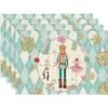 Decoración de mantel individual navideño, mantel de mesa para vacaciones de Navidad, mantel antimanchas, elemento de lino de Papá Noel, venta al por mayor de fábrica