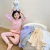 Conjunto de Ropa Interior de Algodón Acanalada para Niñas 2026, Manga Larga, Capa Base Elástica, Ropa de Casa de Color Sólido para Otoño e Invierno