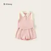 Colección de Conjuntos de Verano para NiñasConjunto de dos piezas con estampado floral estilo coreano, top sin mangas y shorts, ropa infantil casual y moderna para bebés