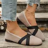 E-commerce transfronteiriço, tamanhos grandes, nova coleção 2026, sapatos de salto baixo com bico fino estilo francês para mulheres, elásticos, coloridos, versáteis, bico redondo, sapatos baixos