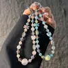 Lindo cordón de teléfono de perlas de cristal con cuentas de estrella de cinco puntas y estrella de mar, correa para la muñeca, accesorio de llavero para cámara CCD