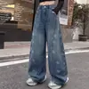 Jeans para Niña 2026 Otoño Nuevo Estilo Medianos y Grandes Niños Costura Lateral Estrella de Cinco Puntas Pierna Ancha Pantalones Casuales Pierna Recta Largos