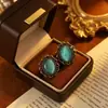 Pendientes de botón Ojo de Gato Retro Desgastados Estilo Corte Europeo Diseño de Nicho Pendientes de Lujo Ligero Temperamento Versátiles para el Trabajo