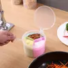 Caja de condimentos con compartimento de cocina, caja de condimentos multiusos, botella de condimentos, caja de condimentos de plástico de tres compartimentos con combinación redonda y cuchara