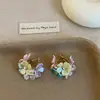 Brincos Florais Coloridos Doces Elegantes Estilo Mori Feminino Moda Fresca Brincos Elegantes Versáteis Brincos