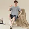 Pijama de Verano para Hombre, Algodón Puro de Manga Corta con Estampado de Dibujos Animados, Algodón Fresco para el Verano, Se Puede Usar Afuera, Conjunto de Ropa para el Hogar para Niños
