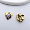 Pulsera Colgante Corazón de Cobre Chapado en Oro Microincrustado con Circonita Material de Cuentas de Cristal Hecho a Mano Accesorios para Joyería DIY