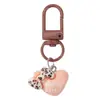 Colgante de llavero de patchwork KT con estampado de leopardo color café para otoño e invierno, accesorios retro de gato para llaves DIY, dijes para mochila, venta al por mayor