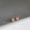 Pendientes de conejo dulce de oro rosa para mujer, sencillos y pequeños pendientes de ojo de gato de cristal, estilo japonés y coreano, frescos y bonitos.