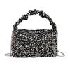 Bolsa Pequena de Lantejoulas Estilo Coreano Estilo Ocidental Feminina 2024 Nova Moda Simples Bolsa de Ombro Sob o Braço Bolsa de Mão Tipo Balde