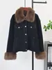 Nuevo Estilo Otoño/Invierno 2026 Cardigan de Lana de Doble Cara Tejido con Cuello de Piel Desmontable Inspirado en Chanel Abrigo Suéter de Alta Gama para Mujer