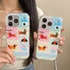 Funda de perro salchicha de retazos de dibujos animados adecuada para iPhone 17 Pro Max, funda linda para Apple 16, 15 Pro, estilo coreano 14/13