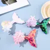 Presilha de Cabelo Cauda de Sereia com Lantejoulas Multicor Estrela do Mar Concha Acessórios de Cabelo de Princesa Acessórios de Cabelo para Crianças Venda por Atacado em Estoque