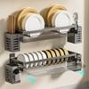 Escurridor de Platos de Acero Inoxidable sin Perforaciones, Cubo para Palillos, Estante de Almacenamiento para Cocina, Montado en la Pared, Escurridor, Estante Multifuncional para Almacenar Platos