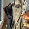 Pantalones de pierna ancha de cintura alta para mujer, nuevo estilo primavera y otoño, pantalones de pierna recta fluidos, color caqui, pantalones casuales de traje estilo coreano