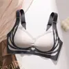 Roupa íntima feminina de peça única com cor contrastante, levanta-seios, não marca, para seios grandes, com bojo push-up, sem aros de aço, sutiã esportivo anti-queda