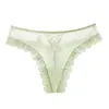 Nuevo Sexy Transfronterizo Ropa Interior Sexy para Mujer Ultradelgada Recortada Malla Ropa Interior Tirantes Encaje Tanga T-Pants