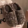 Pantuflas de Algodón Tie-Dye con Tinta Lavada para Pareja 2026 Nuevo Otoño/Invierno para el Hogar de Interior Suela Gruesa Antideslizantes Cálidas Pantuflas de Algodón para Mujer