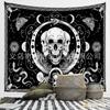 Tapiz de tela con fondo de calavera en blanco y negro con explosiones transfronterizas, ambiente moderno, decoración de habitación de Halloween, tela para mesita de noche