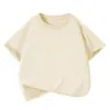 Camiseta de algodón de manga corta para niños, color liso, verano, estilo western para niñas, camiseta publicitaria, ropa para niños grandes y niños, chaqueta de clase, venta al por mayor
