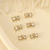 Oro real de 18k chapado en plata gruesa con incrustaciones de circonita lazo doble colgante accesorios de conexión diy pulsera hecha a mano collar material para aretes