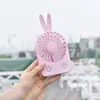 Ventilador de mão USB desenho animado infantil de mesa portátil coelho ventilador de carregamento com luz