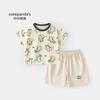 Conjunto de Verão de Duas Peças para Meninas Kaka Panda Camiseta de Manga Curta para Meninos Shorts Casuais de Verão para Crianças Roupa de Bebê