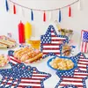 Ca146 Bandeira Americana Estrela de Cinco Pontas Formato Jogos Americanos Decoração de Festa Louça de Papel Descartável Jogos Americanos Moldados
