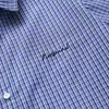 Ropa para Hombre Beijie 2026 Verano Nueva Camisa de Manga Corta Azul a Cuadros Bordada con Letras Camisa de Media Manga Holgada para Hombre Ins