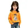 Camiseta de Algodão Puro Manga Longa Outono Inicial para Meninas Camisa Base com Estampa de Desenho para Bebê Estilo Outono Infantil Top Versátil Roupa Infantil t