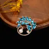 Broche de Alta Gama para Mujer de Moda Japonesa y Coreana Transfronteriza, Hebilla de Bufanda con Pedrería, Hebilla Antiexposición, Pin de Broche de Cristal, Accesorios para Traje