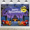 2026 Banner de Fondo de Halloween Más Vendido Transfronterizo Decoración de Fiesta Configuración de Bandera Colgante con Temática de Calabaza de Terror