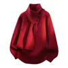 Suéter para Mujer Otoño e Invierno Estilo Japonés Retro Holgado Perezoso Ropa Exterior Pequeña con Capucha Tejido Grueso