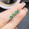 Anillo de Esmeralda Natural Popular al por Mayor de Fábrica Plata S925 Incrustado con Piedra Principal 3*4 Joyería de Lujo Venta Directa de Fábrica
