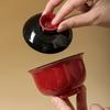 Cerámica Roja de la Ciudad Prohibida Hogareña Sancai Bol con Tapa, No Caliente al Tacto, Nuevo Estilo Chino 2025 Individual de Alto Nivel Juego de Té Tazón de Té