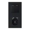 Interruptor Vertical de Una Pieza Comercio Exterior Multifuncional Impermeable Alemán Enchufe Alemán Panel Negro Hotel Suministro Transfronterizo