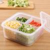 Caja de almacenamiento de cebolleta fresca para refrigerador, venta al por mayor, caja de almacenamiento de jengibre y ajo, caja portátil de cocina transparente de PP, caja sellada para escurrir alimentos y frutas