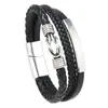 Pulsera de Cuero para Hombre Punk Nudada Multicapa Tejida a Mano de Acero Inoxidable en el Codo Estilo Retro Europeo y Americano Nuevo Producto Transfronterizo