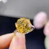 Venta directa del fabricante: Anillo de Citrino Amarillo Natural con una Piedra Principal Totalmente Pulida de 12 mm, Incrustado Meticulosamente
