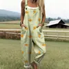 Pantalones de pierna ancha transfronterizos de comercio exterior, nueva ropa casual para mujer con tirantes y estampado digital en Amazon