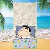 Toalha de banho de secagem rápida infantil de grandes dimensões Giz de cera Pequena nova toalha de praia Microfibra Velo de dupla face Toalha de praia com impressão digital