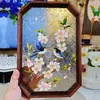 Material DIY Pintura Esmaltada Filigrana Hecha a Mano Bandeja de Té de Cristal de Nogal y Loto Posavasos Tradicional Antiguo de Carpas