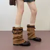 Botines plisados Chuyuji de hebilla retro para mujer, nuevo estilo otoño e invierno 2026, botas para mujer que aumentan la altura