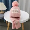 Chapéu de urso infantil para outono e inverno, chapéu de bebê quente à prova de vento, de algodão tricotado, com forro de fleece e cachecol espessado de design integrado