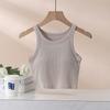 D2 con Almohadillas para el Pecho, Chaleco en Forma de I con Ombligo Descubierto, Ropa de Protección Solar con Sujetador de Yoga Inferior, Top sin Mangas de Una Pieza para Mujer en Verano